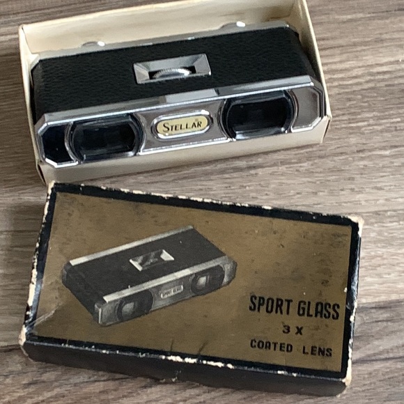 Vintage Stellar Sport Glass Binocular 3x Coated Lens Original Box - Picture 1 of 8